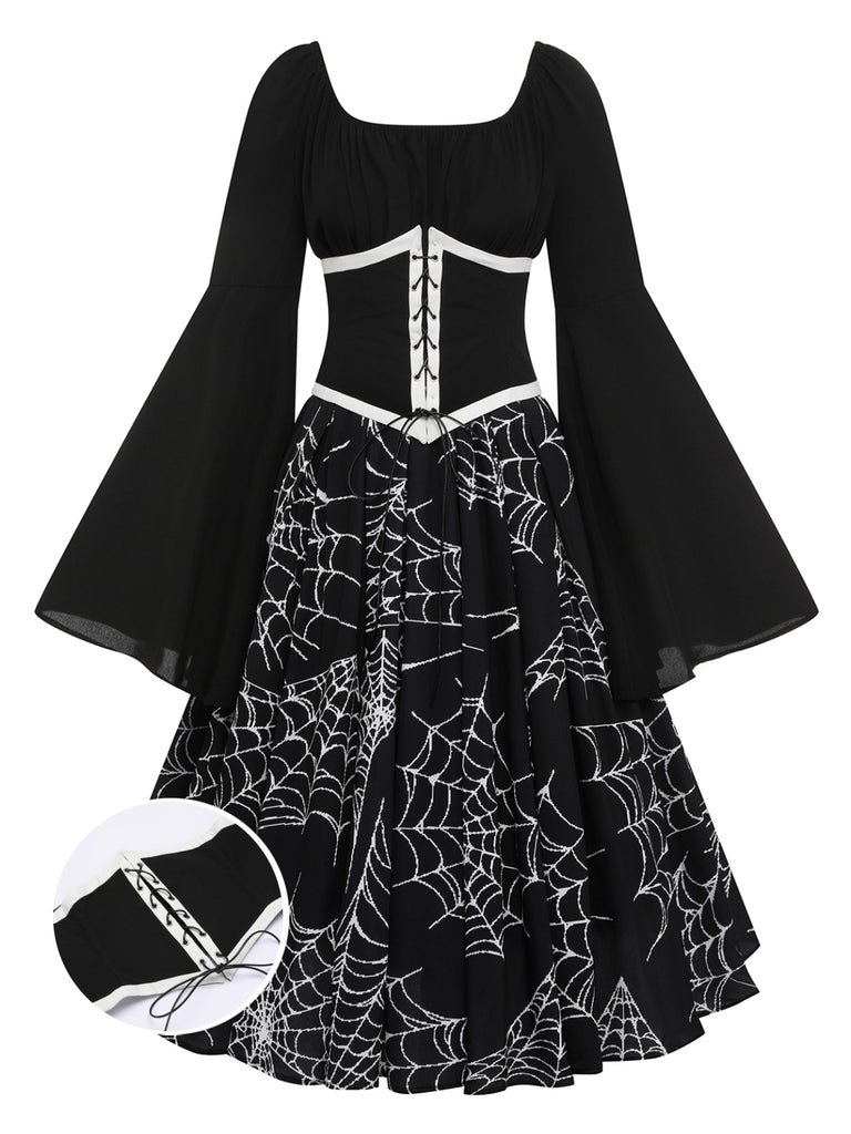 Halloween Gothic Spider Web Swing Dress: timeless style reimagined