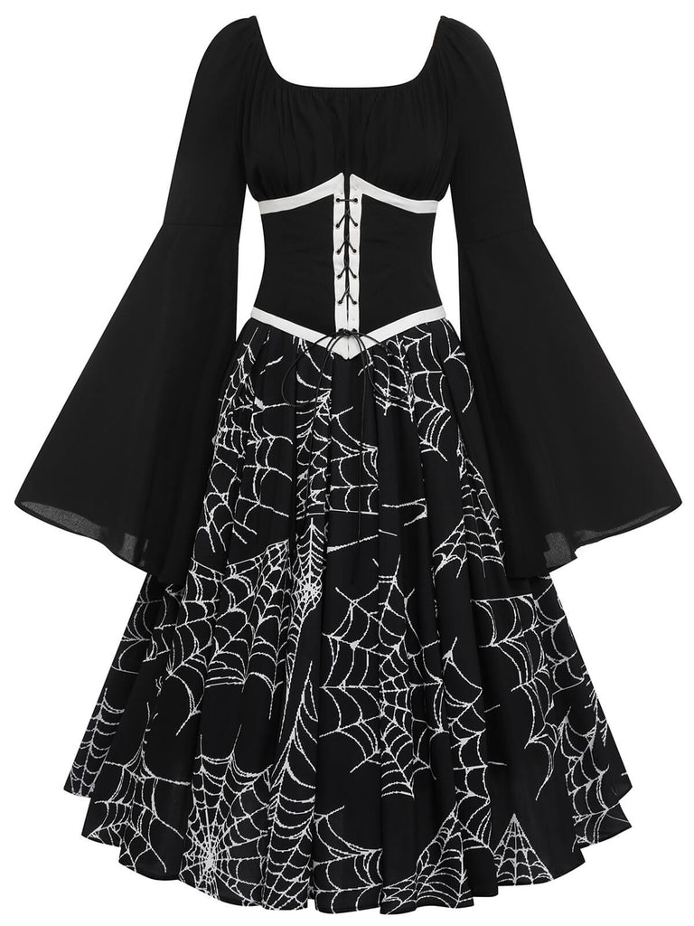 Halloween Gothic Spider Web Swing Dress — vintage elegance for the modern woman