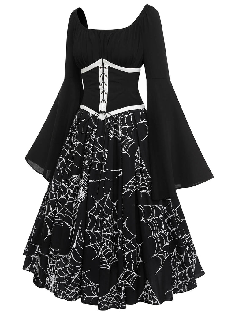 Halloween Gothic Spider Web Swing Dress: timeless style reimagined