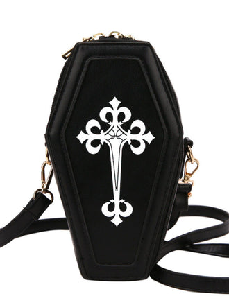 Halloween Latin Cross Coffin Bag - vintage fashion, retro style