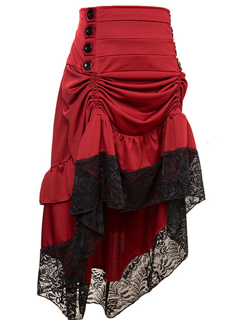 Halloween Solid Lace Gothic Ruffle Skirt — vintage elegance for the modern woman