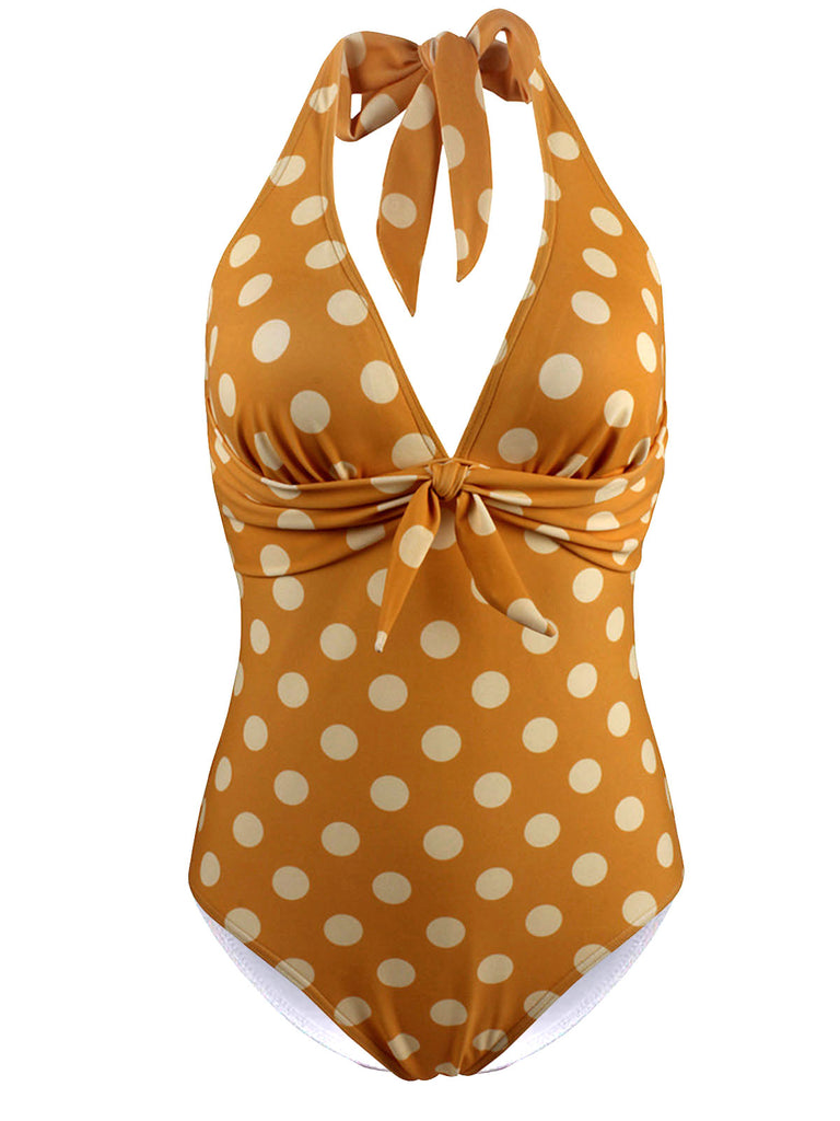 Halter Polka Dot One-Piece Swimsuit — vintage elegance for the modern woman