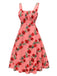 High Waist Suspenders Rose Dress, vintage dress, retro fashion - perfect for women who love vintage and retro fashion