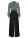 2PCS 1930s Green Tops & Black Pants