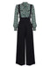 2PCS 1930s Green Tops & Black Pants