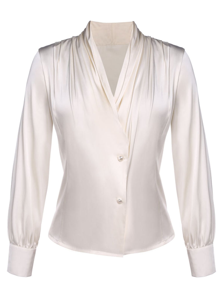 Ivory 1930s Solid Long Sleeve | 1930s | vintage blouse, retro top