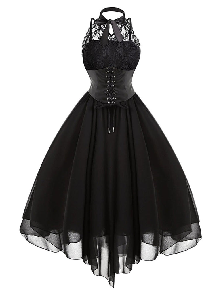 1950s Halloween Gothic Steampunk Lace Dress