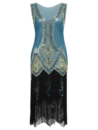 Lake 1920s Beaded Fringed Dress, classic 1920s style elegant retro fashion - Image 1