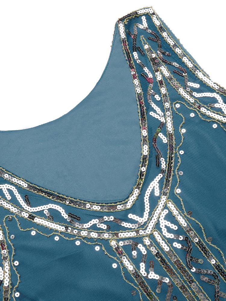 Lake 1920s Beaded Fringed Dress, classic 1920s style elegant retro fashion - Image 4