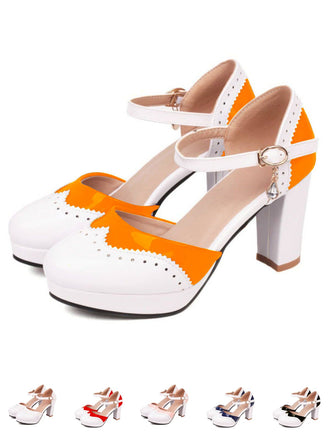 Mary Jane Patchwork High Heels Shoes: timeless style reimagined