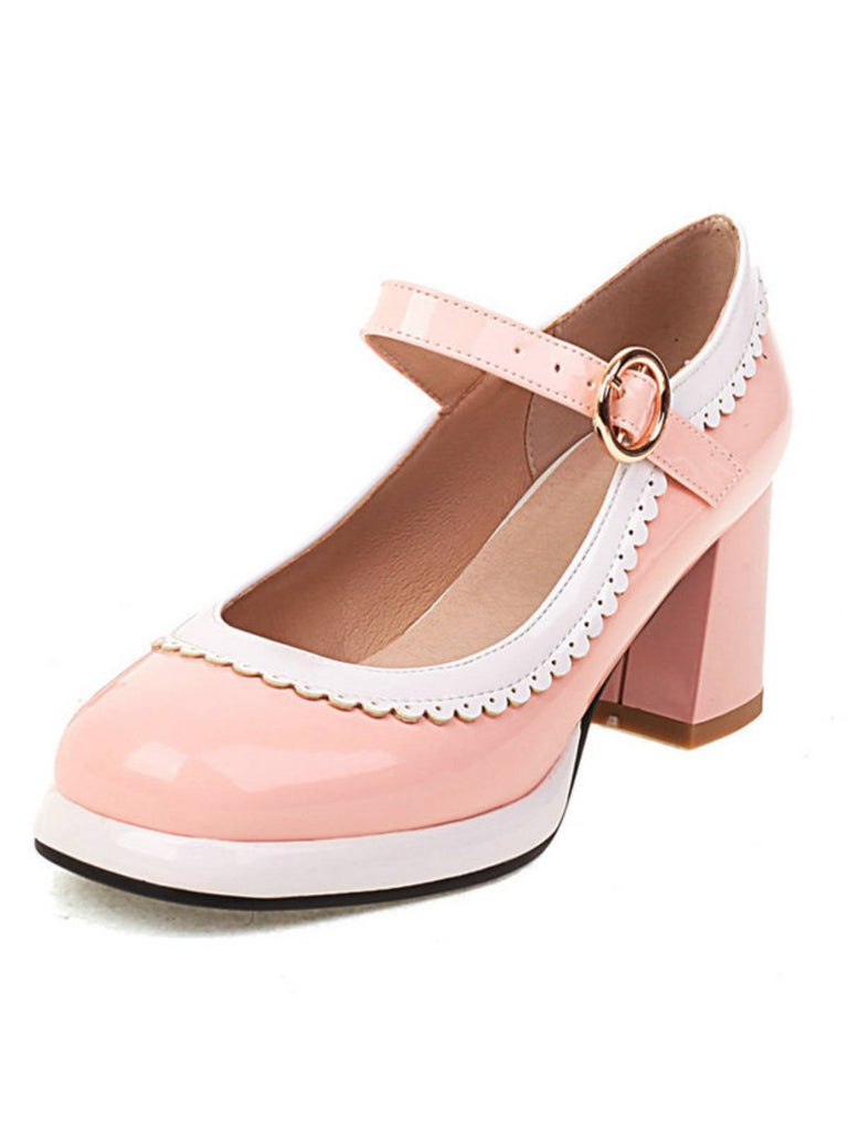 Mary Jane Patchwork High Heels Shoes: timeless style reimagined