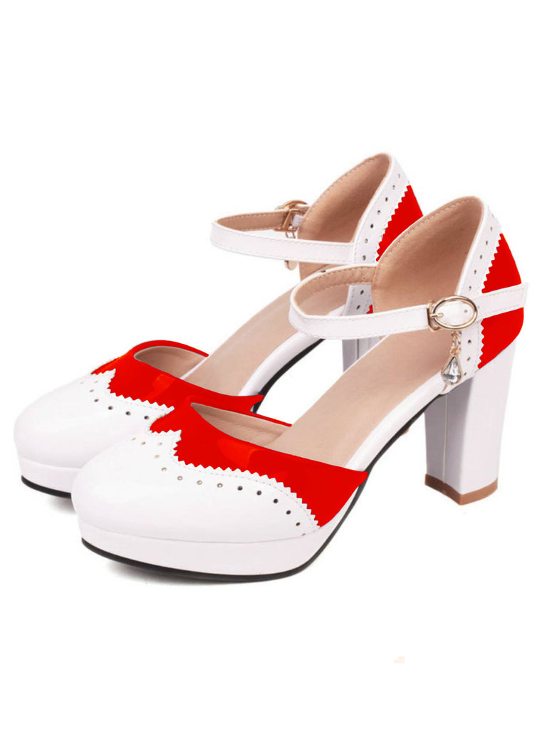 Mary Jane Patchwork High Heels Shoes: timeless style reimagined