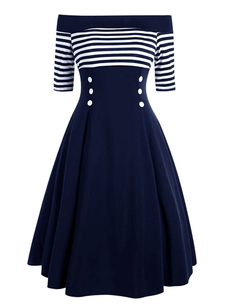 old navy off the shoulder swing dress Nautical Off-the-Shoulder Swing Dress