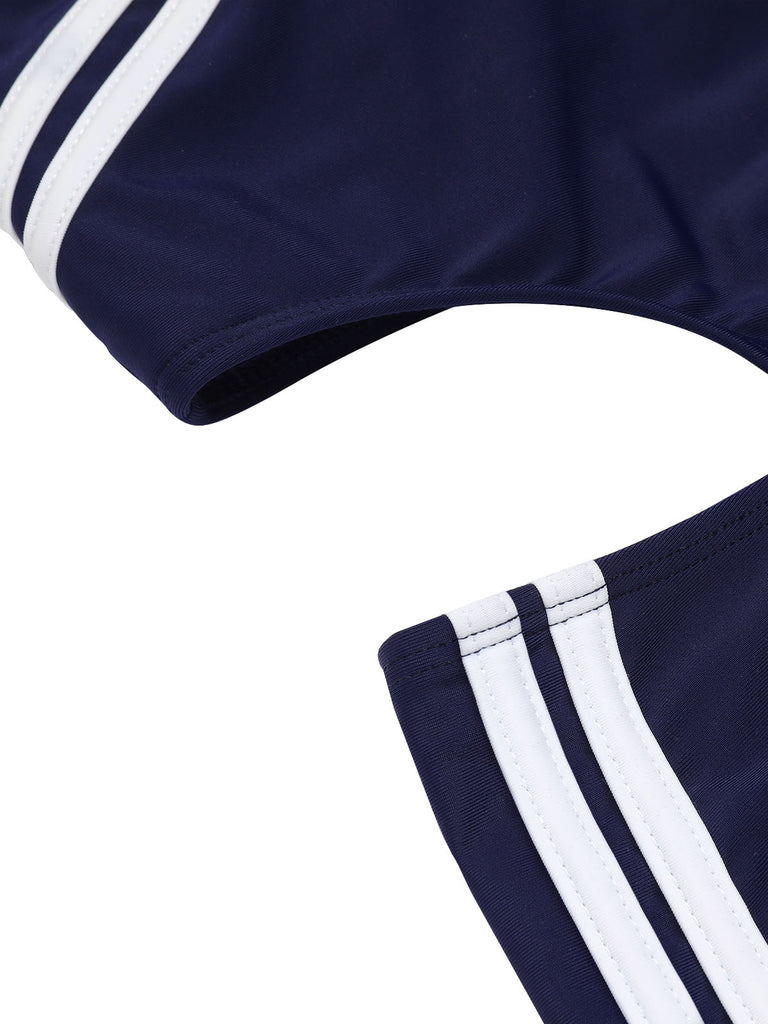 Navy Blue 1930s Halter One-piece Swimsuit: timeless style reimagined