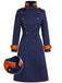 Navy Blue 1940s Patchwork Button Coat, vintage coat, retro outerwear - perfect for women who love vintage and retro fashion