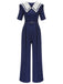 Navy Blue 1950s Dots Lapel Jumpsuit — vintage elegance for the modern woman