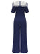 Navy Blue 1950s Dots Lapel Jumpsuit: timeless style reimagined