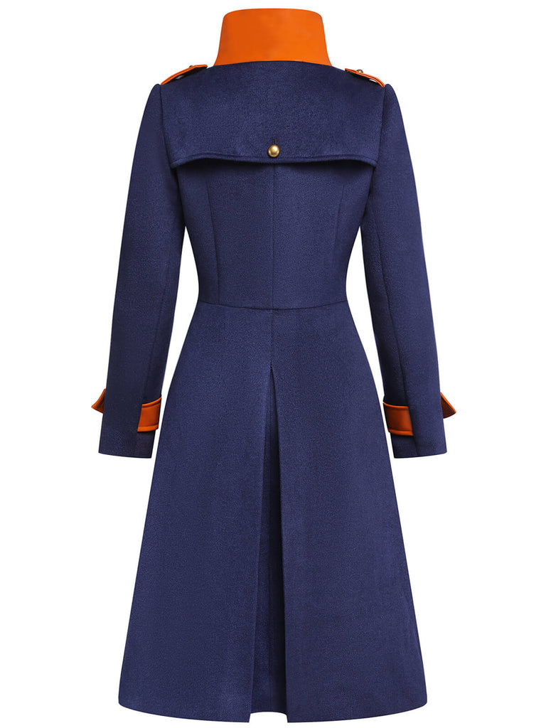 Navy Blue 1950s Patchwork Button Coat — vintage elegance for the modern woman