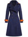 Navy Blue 1950s Patchwork Button Coat: timeless style reimagined