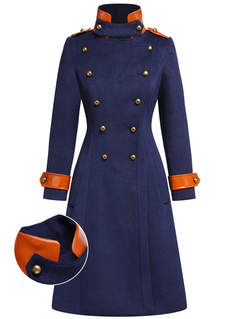 Navy Blue 1950s Patchwork Button Coat — vintage elegance for the modern woman