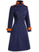 Navy Blue 1950s Patchwork Button Coat — vintage elegance for the modern woman