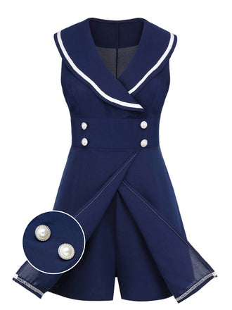 Navy Blue 1950s Sailor Collar Romper: timeless style reimagined