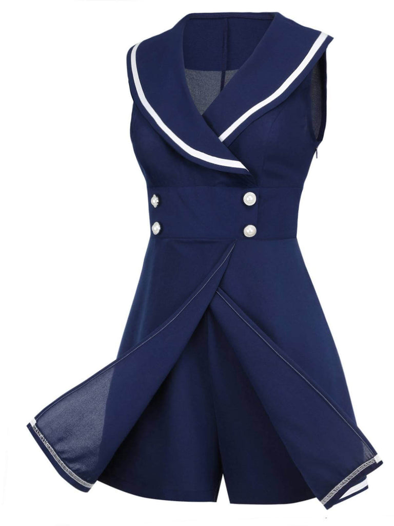 Navy Blue 1950s Sailor Collar Romper — vintage elegance for the modern woman