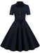 Navy Blue 1950s Solid Belt Swing Dress: timeless style reimagined