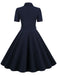 Navy Blue 1950s Solid Belt Swing Dress: timeless style reimagined
