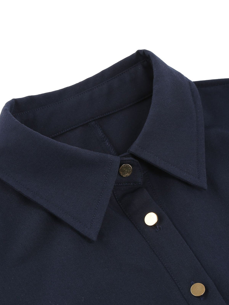 Navy Blue 1950s Solid Belt Swing Dress — vintage elegance for the modern woman
