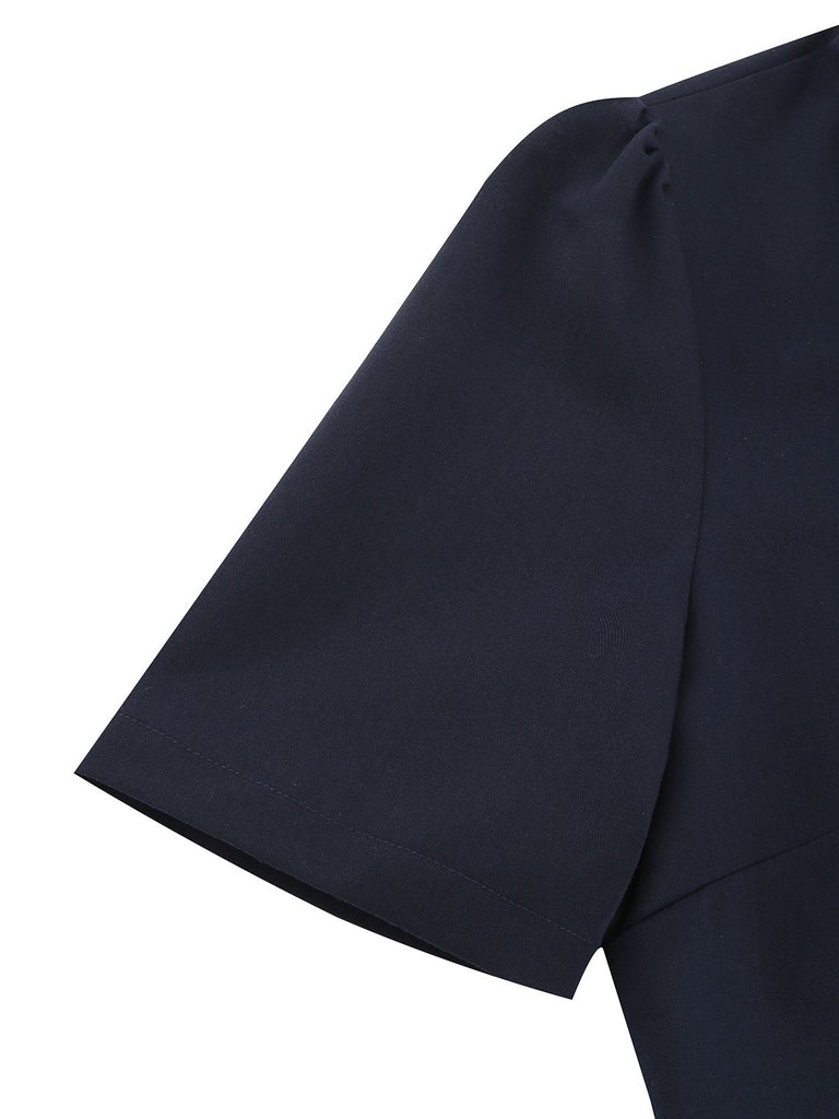 Navy Blue 1950s Solid Belt Swing Dress — vintage elegance for the modern woman