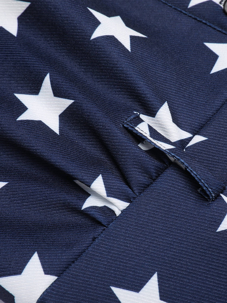 Navy Blue 1950s Stars Lapel Vintage Romper, vintage romper, retro jumpsuit - perfect for women who love vintage and retro fashion