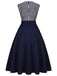 Navy Blue 1950s Striped Patchwork Dress, vintage dress, retro fashion, rockabilly, pin-up fashion - perfect for women who love vintage and retro fashion