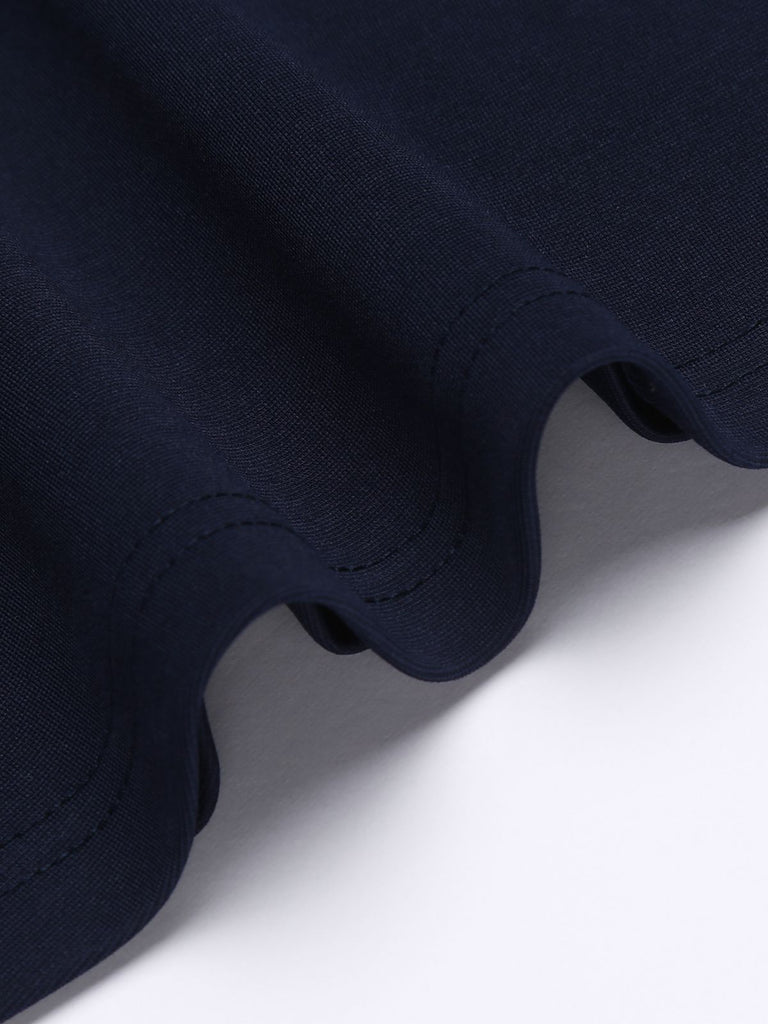 Navy Square Neck Solid Top, classic vintage style elegant retro fashion - Image 3