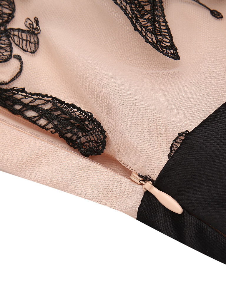 Nude 1950s Lace Butterfly Swing Vintage Dress, classic vintage style elegant retro fashion - Image 7