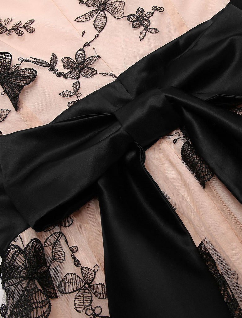 Nude 1950s Lace Butterfly Swing Vintage Dress, classic vintage style elegant retro fashion - Image 8