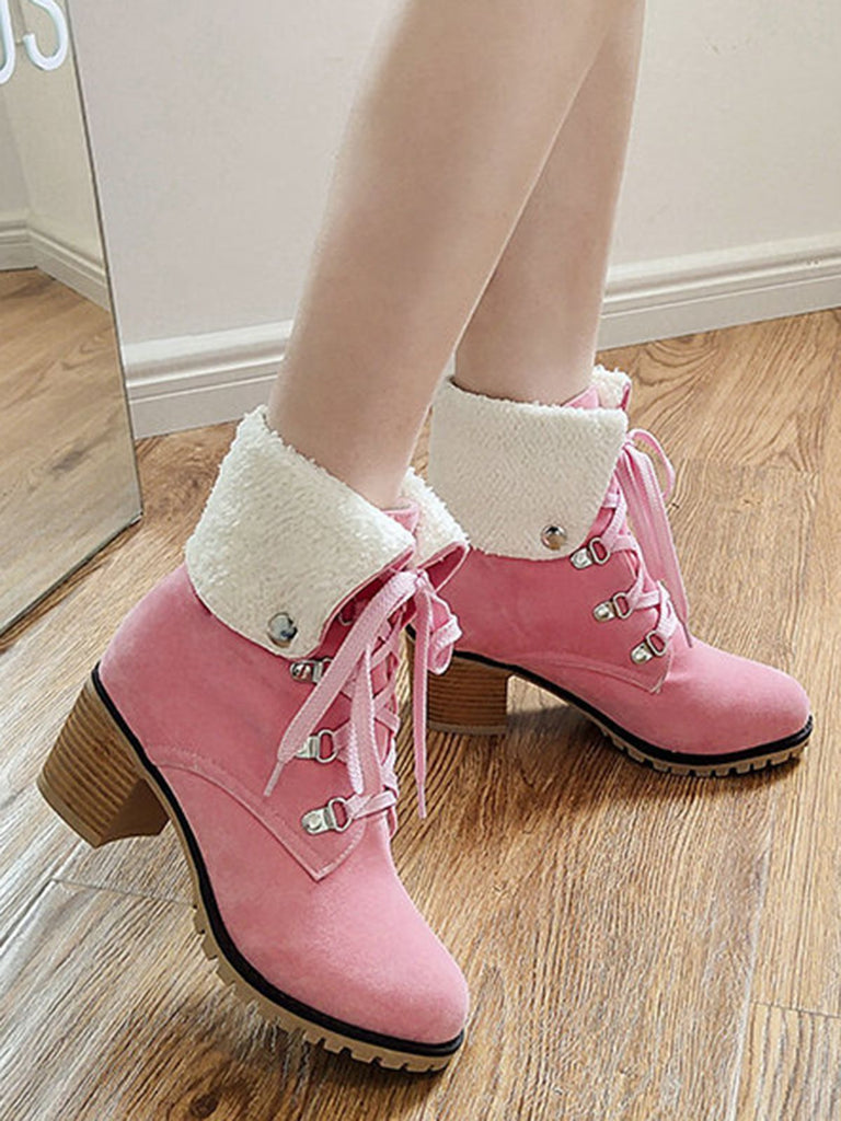 Retro Solid Lace-up Martin Boots