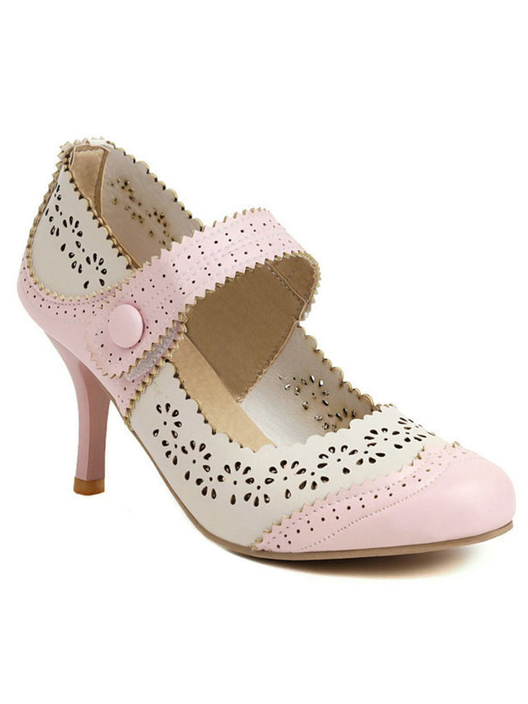 Retro Hollow Out Ankle Strap High Heels Shoes