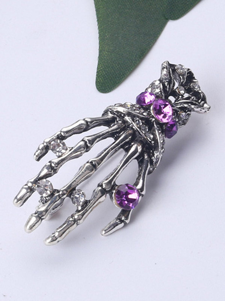 Retro Halloween Skeleton Hand Brooch