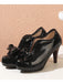 Retro Patchwork Ankle French Heel Shoes