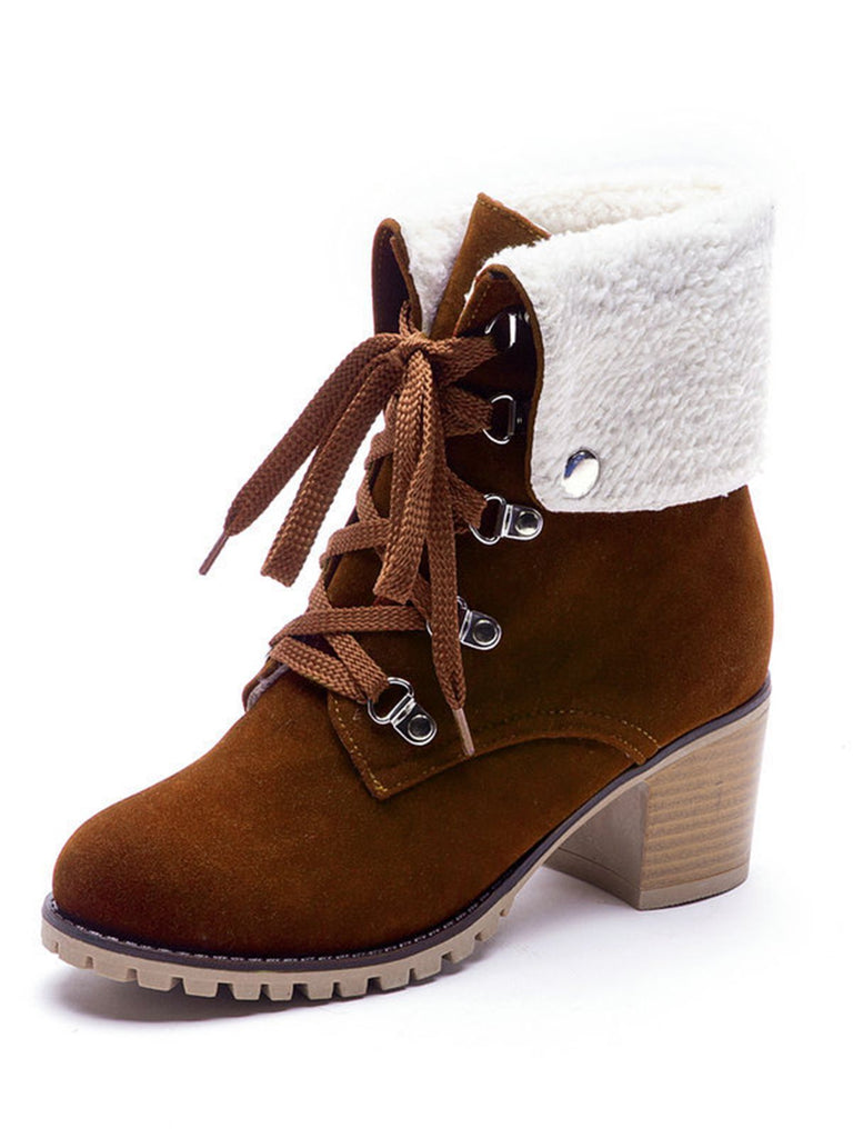 Retro Solid Lace-up Martin Boots
