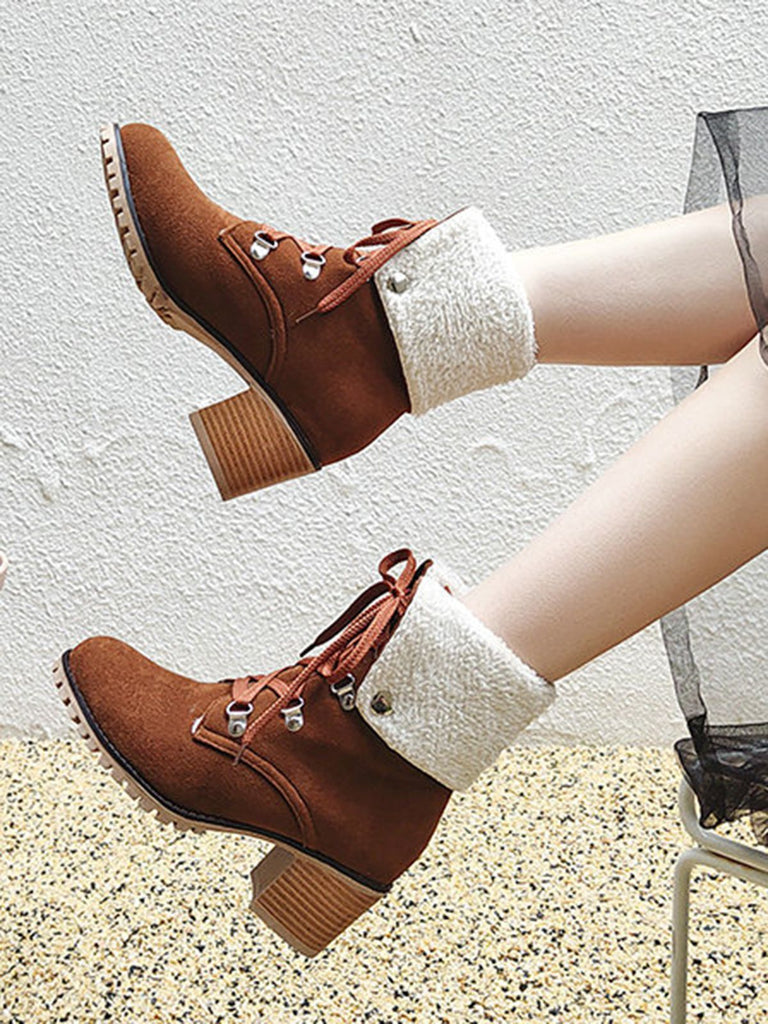 Retro Solid Lace-up Martin Boots