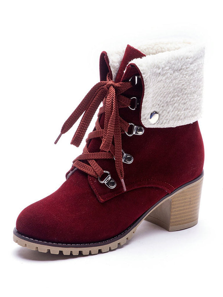Retro Solid Lace-up Martin Boots