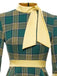 Green 1950s Bowknot Tie Plaid Dress
