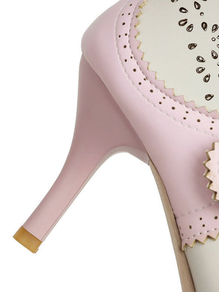 Retro Hollow Out Ankle Strap High Heels Shoes