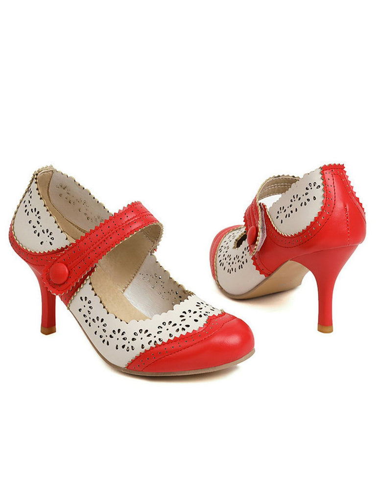 Retro Hollow Out Ankle Strap High Heels Shoes