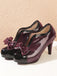 Retro Patchwork Ankle French Heel Shoes