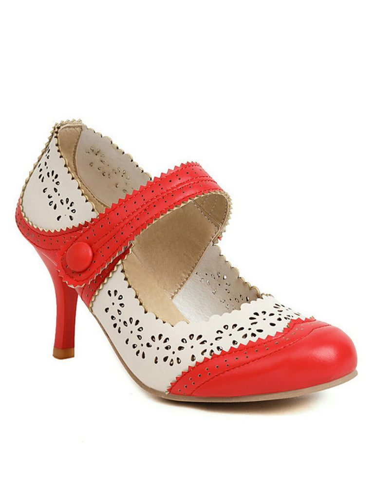 Retro Hollow Out Ankle Strap High Heels Shoes