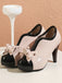 Retro Patchwork Ankle French Heel Shoes