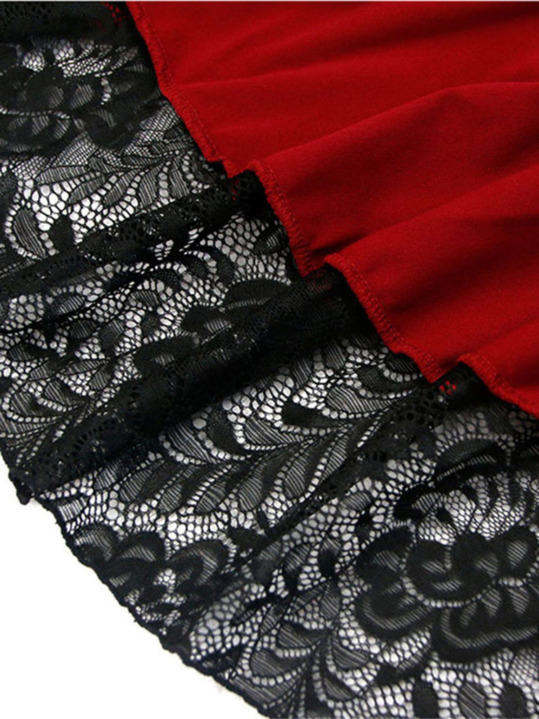 Halloween Solid Lace Gothic Ruffle Skirt